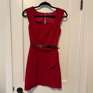Express Red and Black Belted Dress, Size 4